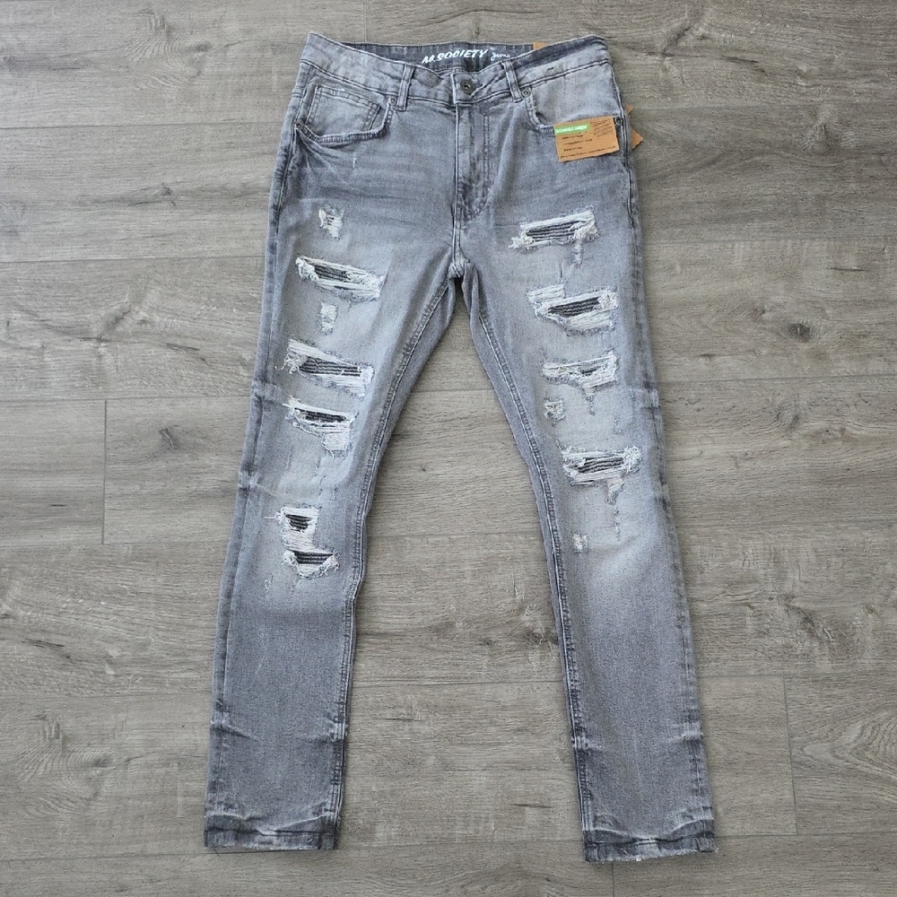 Distressed Gray Jeans